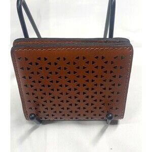Patricia Nash Luzzi Women's Bi-fold Wallet Perforated Leather Tan 3" x 4" x 1"